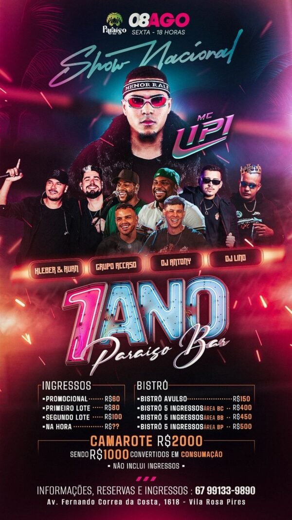 1 ano de Paraíso Bar (Show MC Lipi)