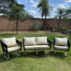 Conjunto Bangalô em Alumínio Estofado Branco Eloá Store Móveis